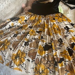 Yellow Black and White Skirt with high waist band